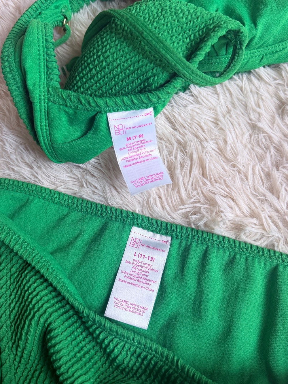 No Boundaries Green Ribbed Bikini Set - Picture 2 of 2
